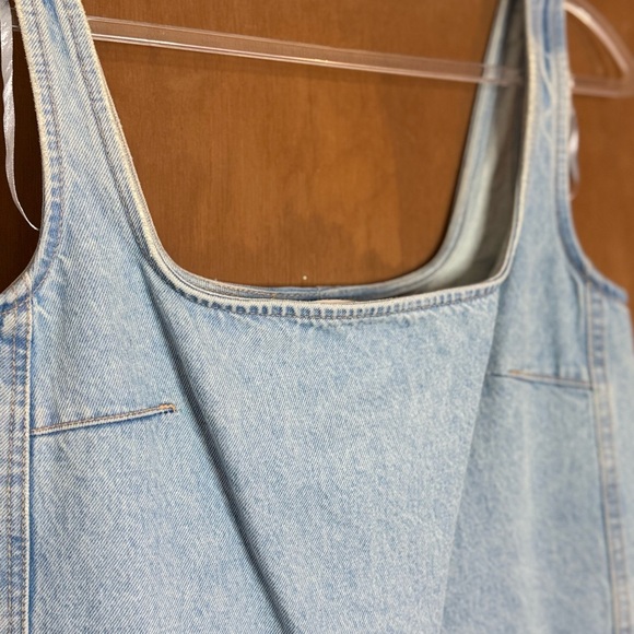 ZARA Square Neck Denim Tank Mini Dress | Light Blue | Small - Picture 5 of 7
